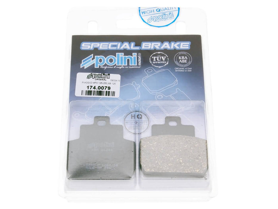 brake pads Polini organic for Piaggio Beverly, MP3, X8, X9