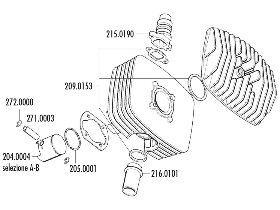 piston kit Polini series 6000 48mm (B) for mopeds Sachs