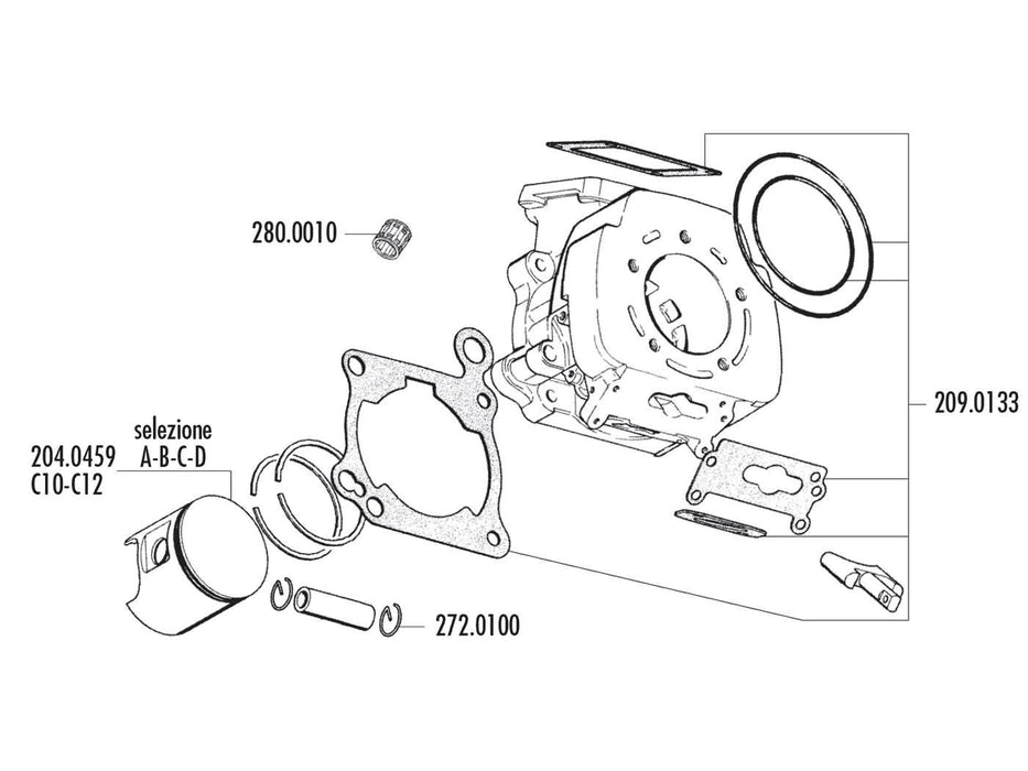 piston kit Polini 125cc 64mm (C) for Cagiva 125 2T LC C10, C12