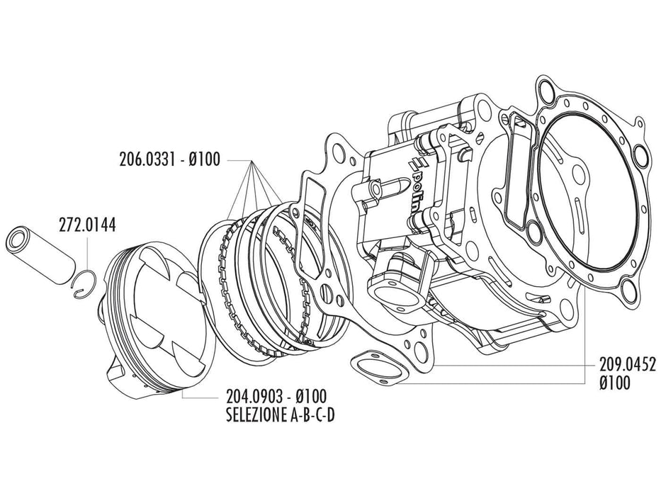 cylinder gasket set Polini 490cc 100mm for Honda CRF 450 02-05