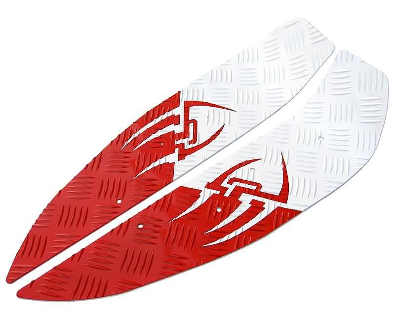 foot plates Opticparts DF Style 16 white / red aluminium for Aerox, Nitro
