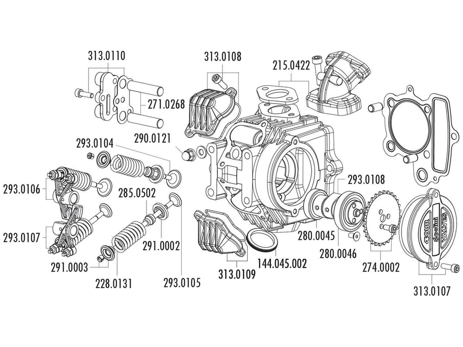 inlet valve Polini for 4V cylinder head for Honda XR 50, Polini XP4T