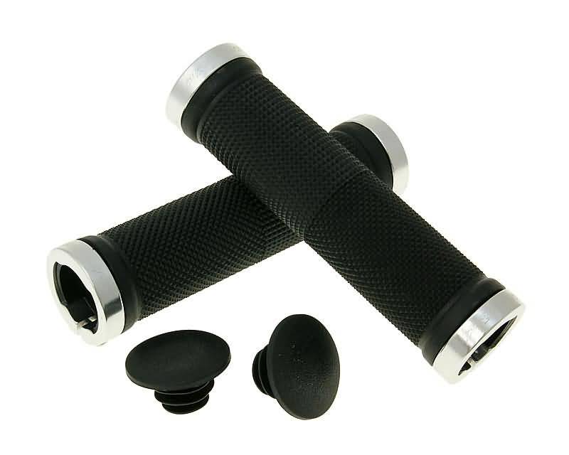 handlebar rubber grip set ProGrip 999 MTB black, silver-colored