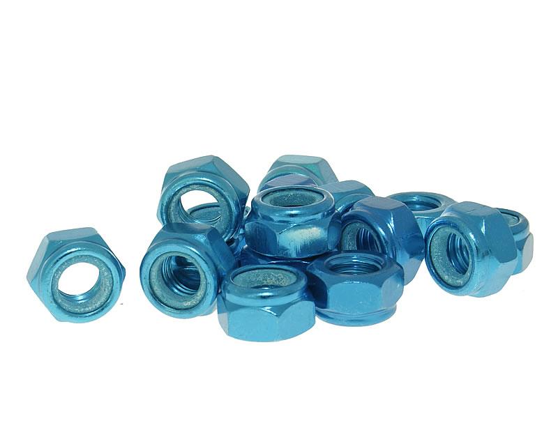 nut set anodized aluminum blue - 15 pcs - M8 thread