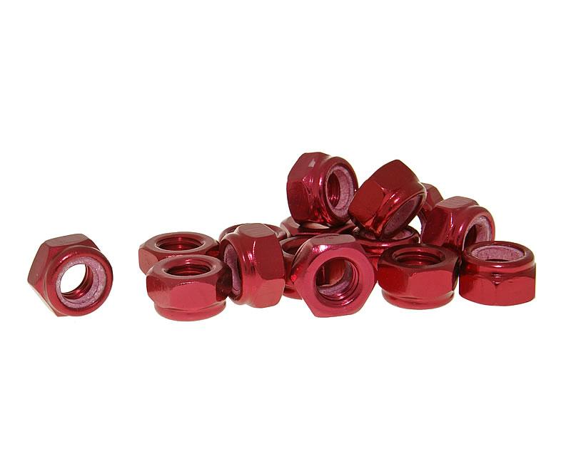 nut set anodized aluminum red - 15 pcs - M8 thread