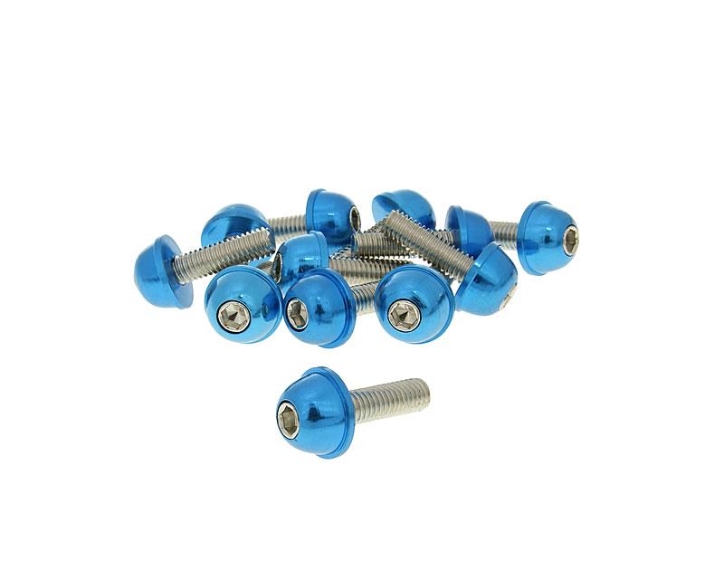 hexagon socket screw set - anodized aluminum screw head blue - 12 pcs - M6x20