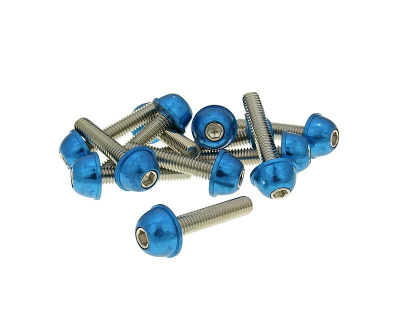 hexagon socket screw set - anodized aluminum screw head blue - 12 pcs - M6x30