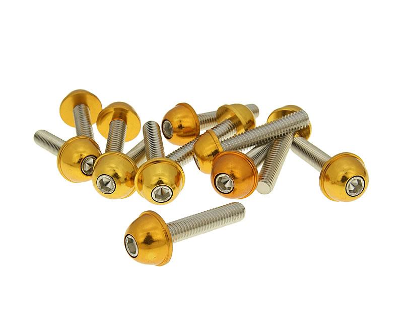 hexagon socket screw set - anodized aluminum screw head gold - 12 pcs - M6x30