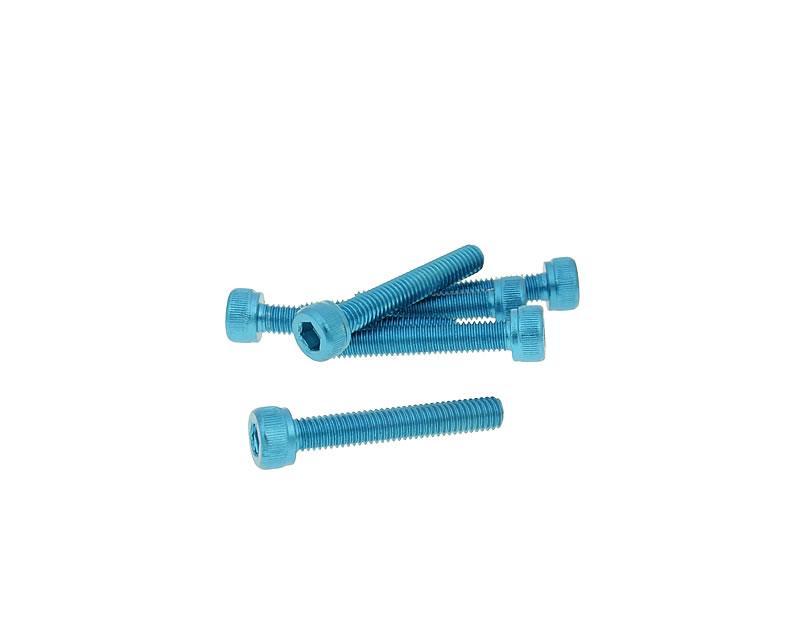 hexagon socket screw set - anodized aluminum blue - 6 pcs - M5x30 - styling
