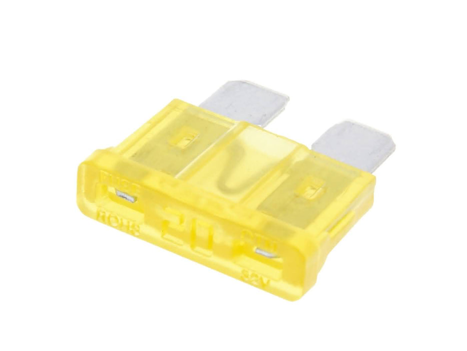 blade fuse flat 19.2mm 20A yellow in color